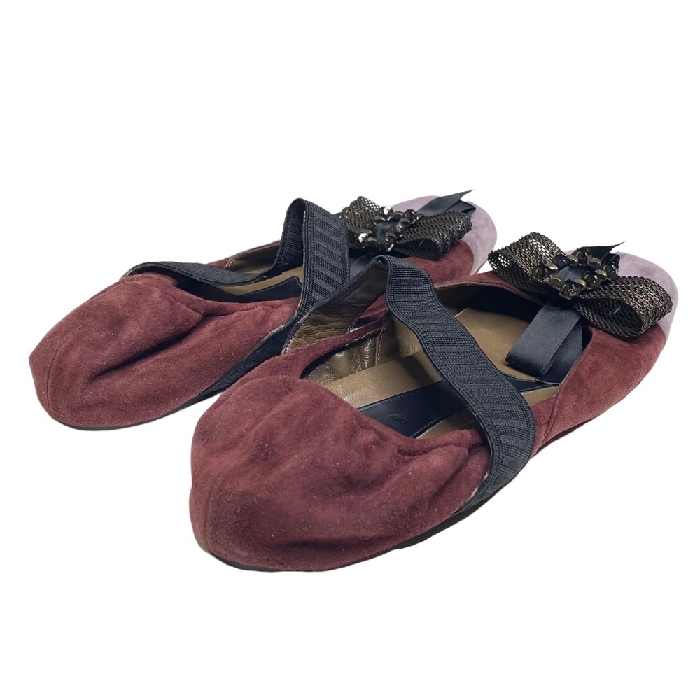 Marni ❤︎ Swarovski Crystal Mary Jane Bow Ballet Flats ❤︎ Plum + Lavender Suede - Picture 3 of 15
